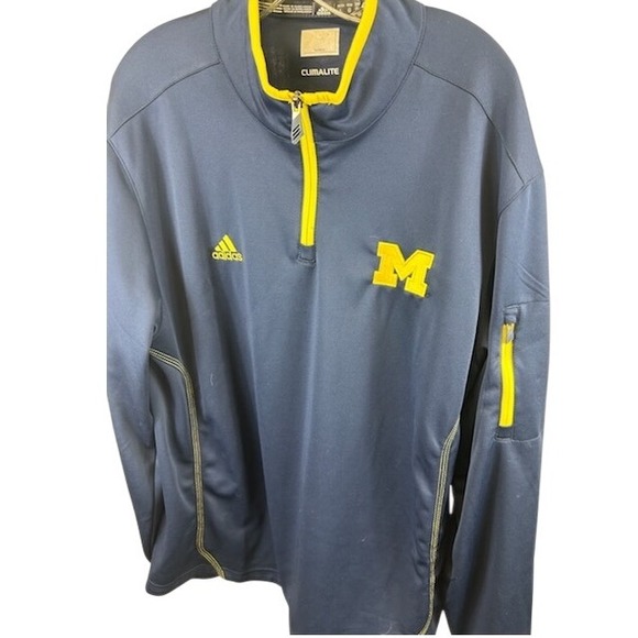 Adidas Michigan Wolverines ClimaLite Quarter Zip Pullover Navy Blue Size Large - Picture 1 of 5